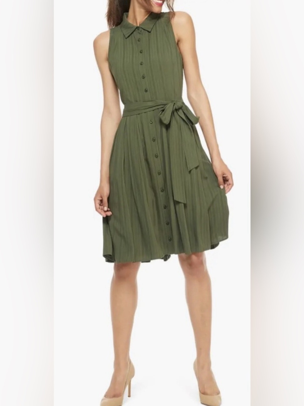 Gal Meets Glam Gwen Sleeveless Olive Green Dress